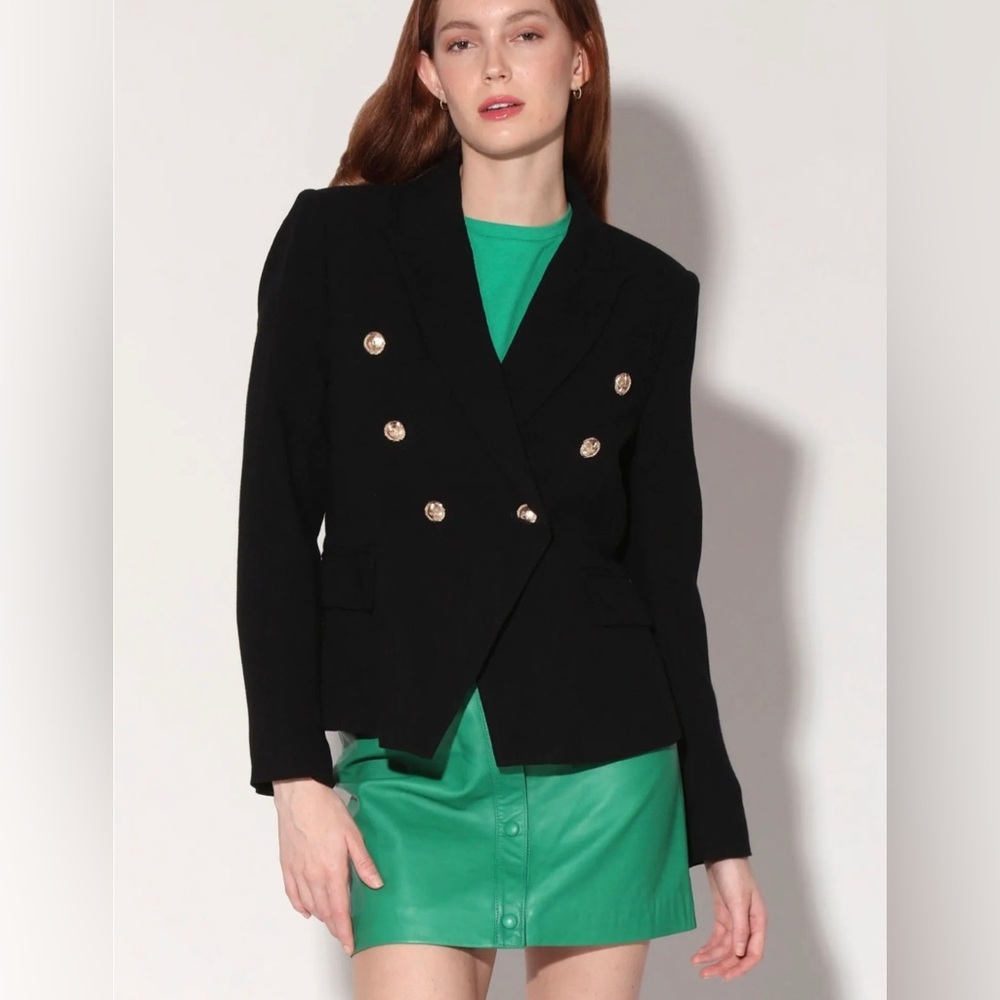 WALTER BAKER Black Blazer Academia Preppy with gold buttons Boardroom Chic